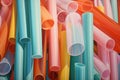 Colorful Closeup shot of plastic pastel tubes. Generate ai