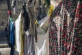 Colorful clothes hanging to dry on a laundry line in a sunny day in Jerusalem Royalty Free Stock Photo