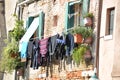 Colorful Clothes hanging to dry in Venice Royalty Free Stock Photo