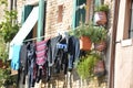 Colorful Clothes hanging to dry in Venice Royalty Free Stock Photo