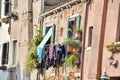 Colorful Clothes hanging to dry in Venice Royalty Free Stock Photo