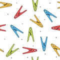 Colorful clothes peg seamless pattern