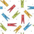 Colorful clothes peg seamless pattern