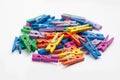 colorful clothes pegs isolated on white background Royalty Free Stock Photo