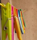 Clothes pegs on line Royalty Free Stock Photo