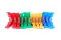 Colorful clothes pegs or pins Royalty Free Stock Photo