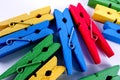 Colorful clothespins isolated on a white background Royalty Free Stock Photo