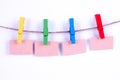 Colorful clothespins isolated on a white background Royalty Free Stock Photo