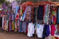 Colorful clothing items displayed by the shops in the streets in fort kochi