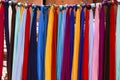 Colorful cloths drying in the sun Royalty Free Stock Photo