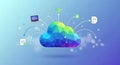 Colorful Cloud Computing Network Technology Concept Illustration Royalty Free Stock Photo