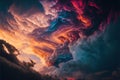 a colorful cloud formation with a blue sky in the background and a red and blue sky in the middle Royalty Free Stock Photo
