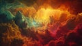 A colorful cloud formation in the sky with a bright light, AI Royalty Free Stock Photo