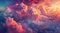 A colorful cloud formation in the sky with a bright sun, AI Royalty Free Stock Photo
