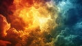 A colorful cloud formation in the sky with a rainbow, AI Royalty Free Stock Photo