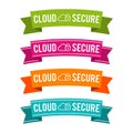 Colorful Cloud secure ribbons on white background Royalty Free Stock Photo