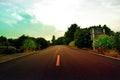 Colorful cloud sky and road - vintage style Royalty Free Stock Photo