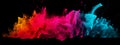 Colorful cloud of smoke of different colors on a black isolated background. Generative AI