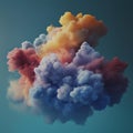 Colorful cloud of smoke forming abstract shapes in a clear sky Royalty Free Stock Photo