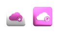 Colorful Cloud sync refresh icon isolated on white background. Cloud and arrows. Square button. 3D render illustration