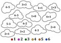 Colorful clouds as the counting for little kids - coloring book