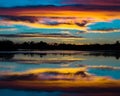 Cotton candy clouds over the mighty Colorado river Royalty Free Stock Photo