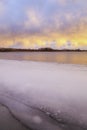 Colorful Clouds over a frozen Colorado Lake Royalty Free Stock Photo