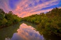 Colorful clouds from setting sun over the South Fork of the Licking River