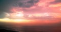 Colorful clouds and sky above sea ocean