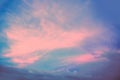 Colorful cloudy sky over the sea at sunset. Gradient color