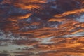 Beautiful sunset sky above clouds with dram,Colorful cloudy sky at sunset. Gradient color. Sky texture, abstract nature background Royalty Free Stock Photo