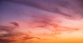 Colorful cloudy sky at sunset. Gradient pink, orange, blue colors. Beautiful sunset Royalty Free Stock Photo