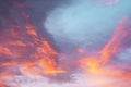 Colorful cloudy sky at sunset. Sky texture, abstract nature background Royalty Free Stock Photo