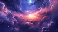 An colorful cloudy space galaxy sky background illustration.