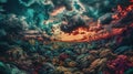 colorful cloudy space , generated ai image