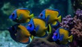 Colorful clown fish school on vibrant coral reef generated by AI
