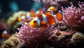 Colorful clown fish swimming in vibrant coral reef generated by AI Royalty Free Stock Photo