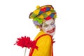 Colorful clown with flower