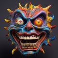 Colorful Comic Book Mask With Grotesque And Macabre Style