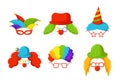 Colorful clown masks set template