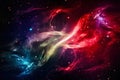 colorful clumps of energy particles in space, mesmerizing galaxy background generative ai