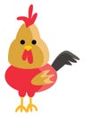 Clipart of a colorful cock with his freed comb on the top vector color drawing or illustration