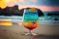 A colorful cocktail by the beach,ai generated Royalty Free Stock Photo