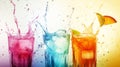 Colorful Cocktail Drinks Splashing in Glasses Royalty Free Stock Photo