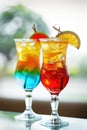 Colorful Cocktail with Orange Slice in Festive Bokeh Background