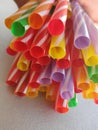 Colorful cocktail tubules on white background