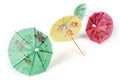 Colorful cocktail umbrellas white