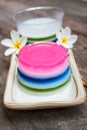 Colorful coconut jelly, thai dessert.