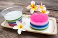 Colorful coconut jelly, thai dessert.