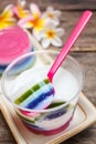 Colorful coconut jelly, thai dessert.